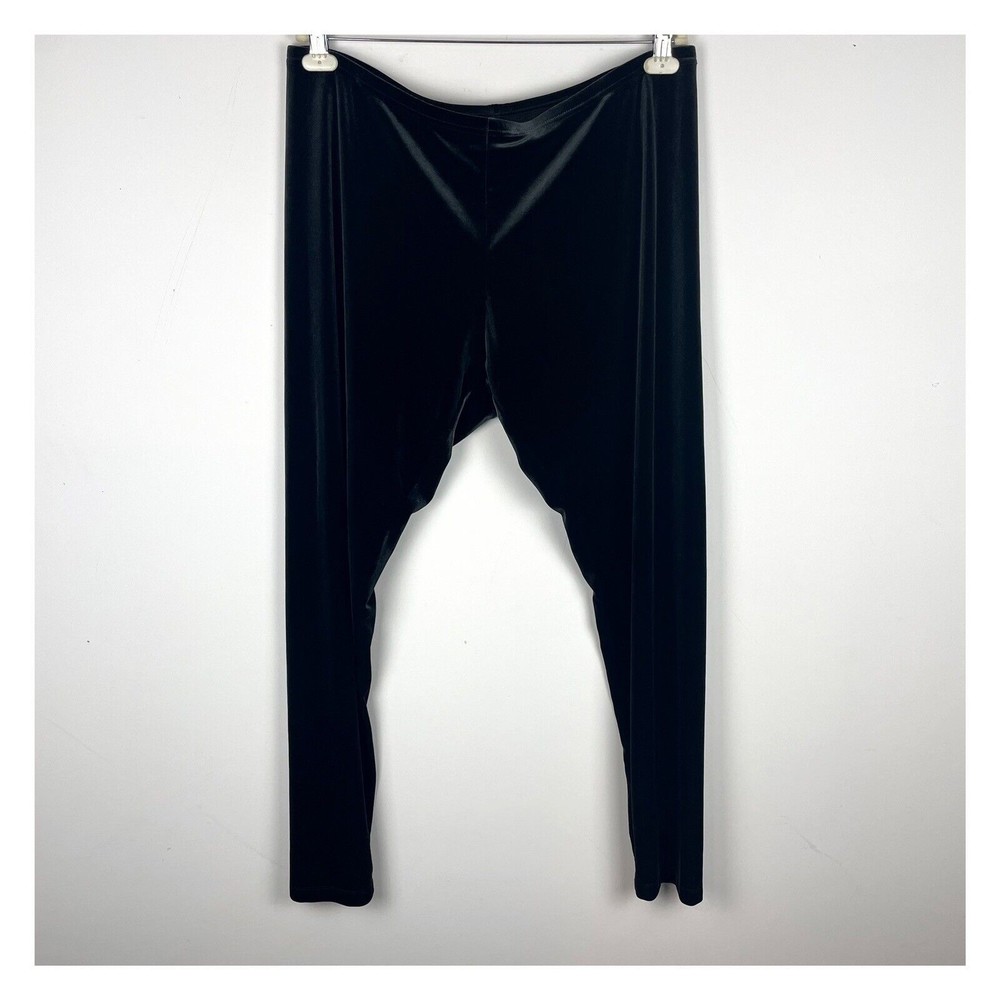 J Jill Leggings Womens XL Black velvet Pull On Pants Velour